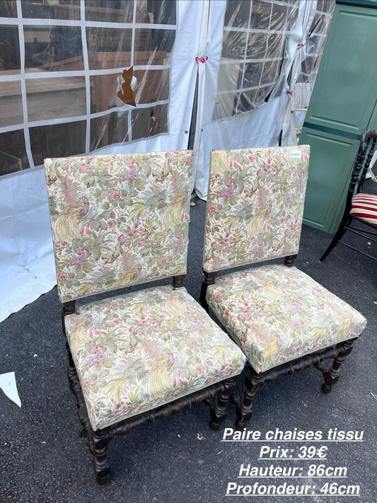 Paire de chaises tissu 061823