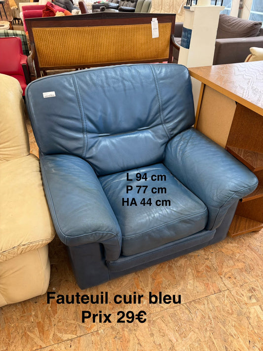 Fauteuil cuir bleu 050908