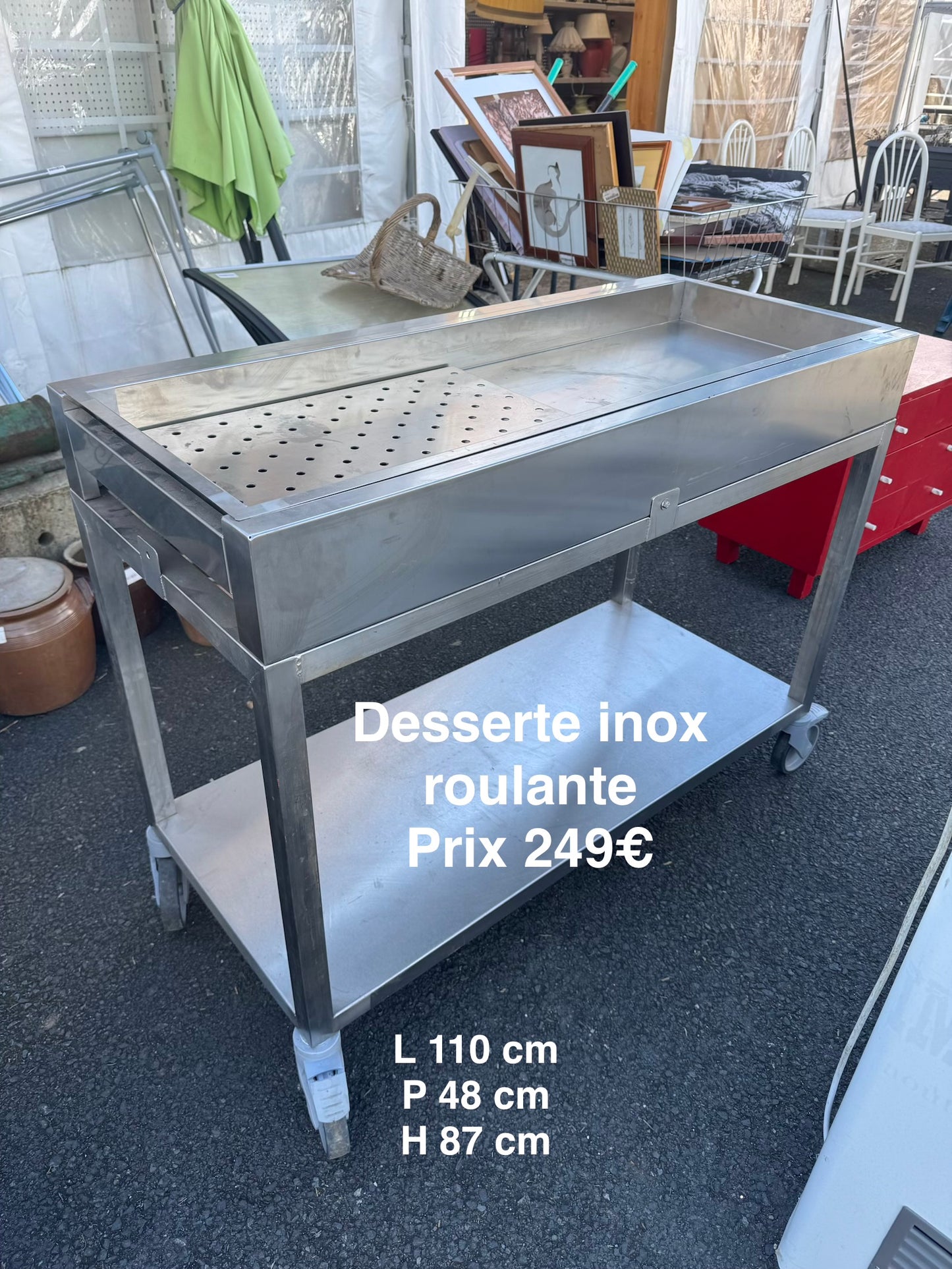 Desserte inox roulante 058475