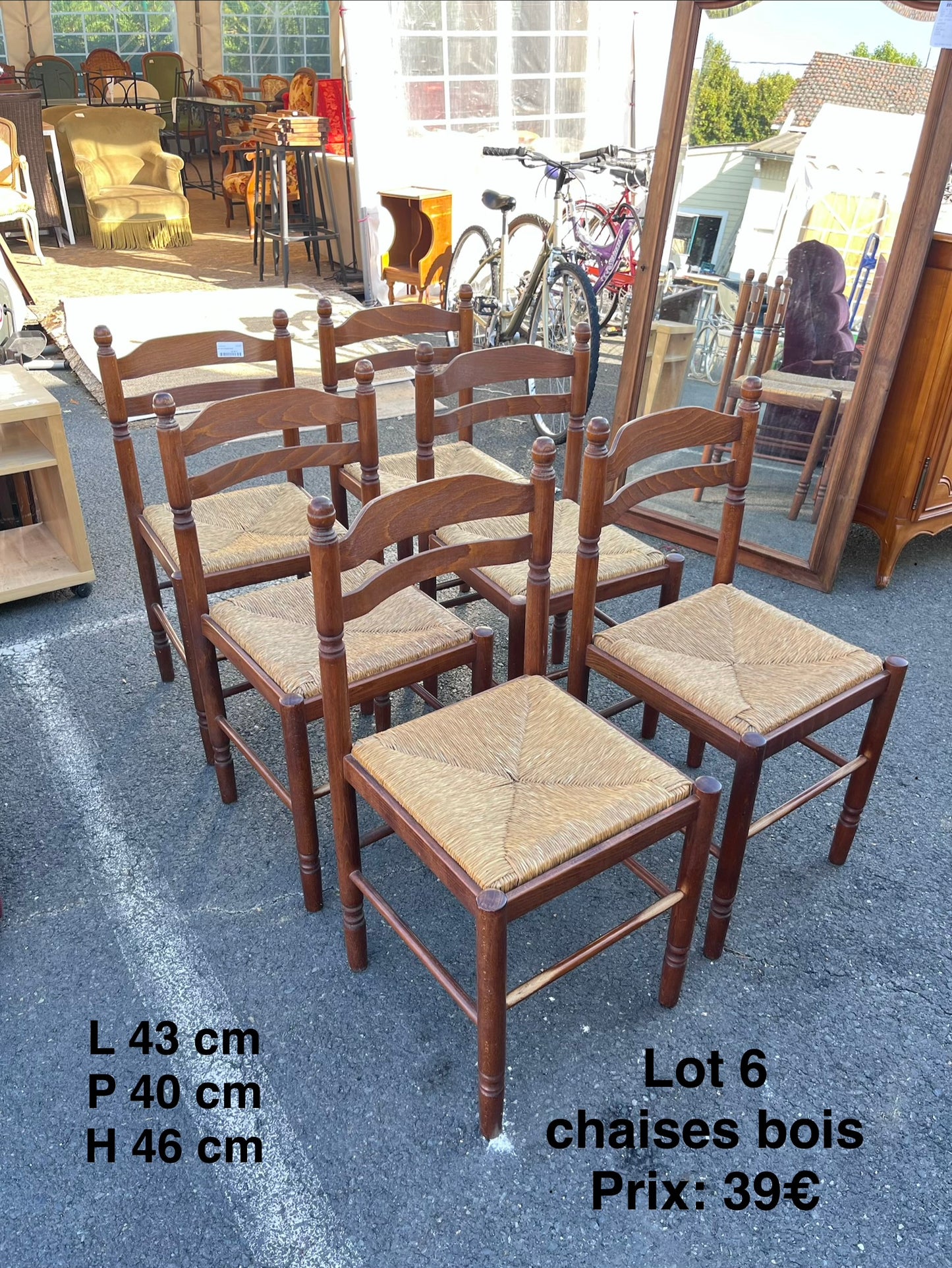 Lot 6 chaises bois 066657