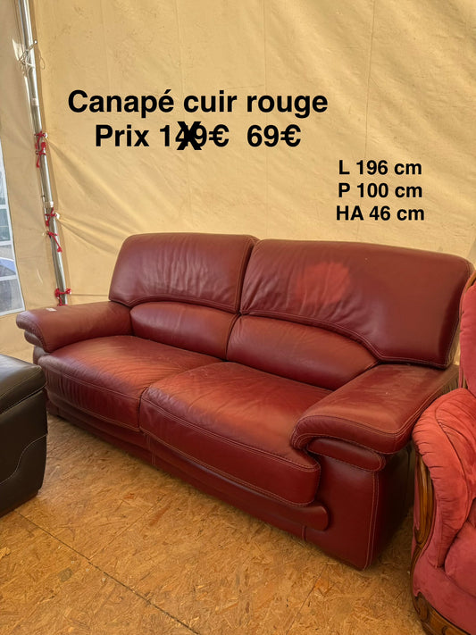 Canapé cuir rouge 053627