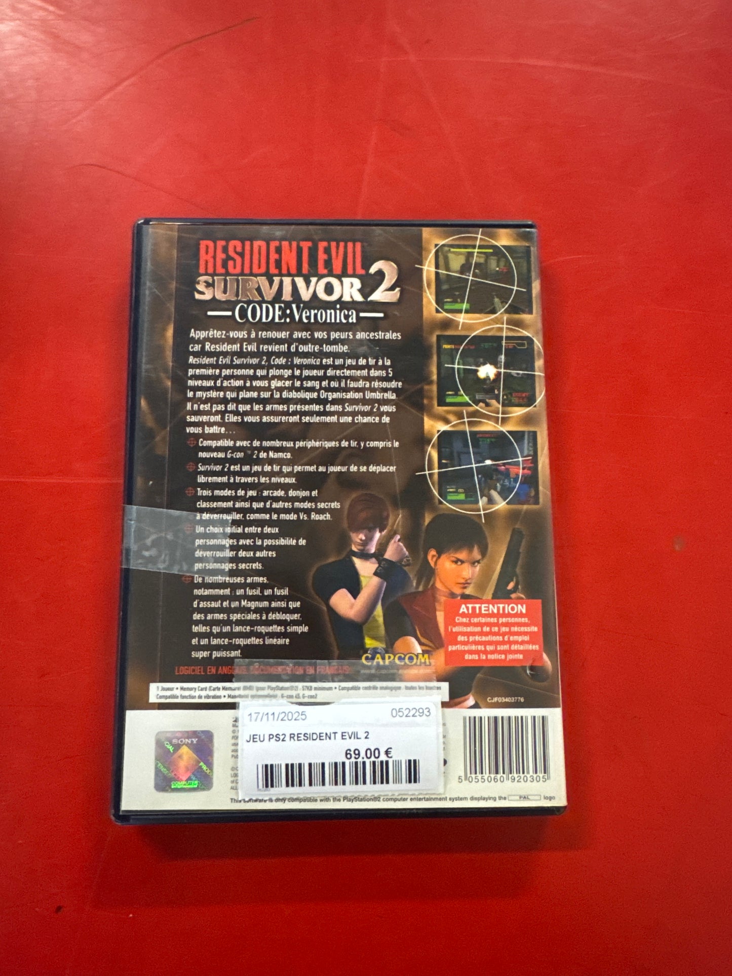 Jeu ps2 résident evil survivor 2 052293