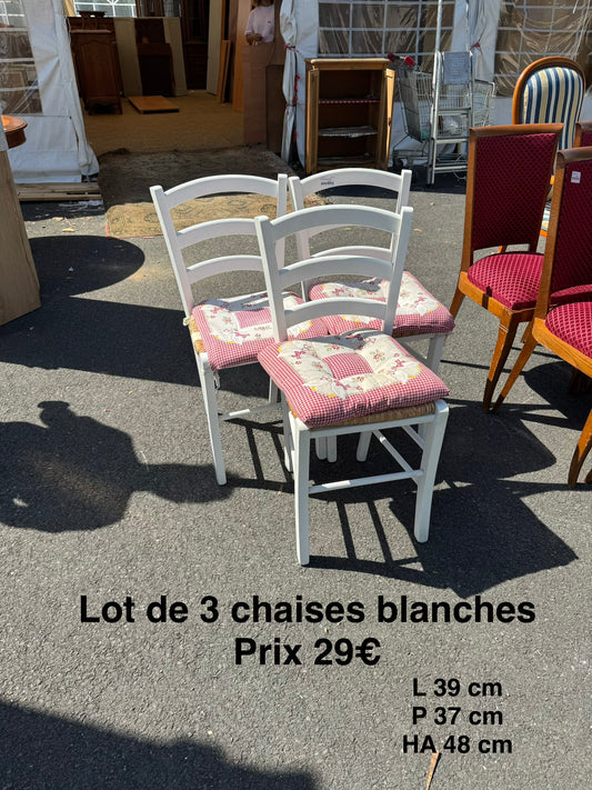 Lot de 3 chaises blanches 063725