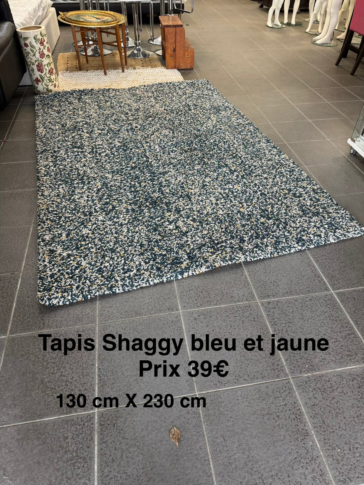 Tapis Shaggy bleu et jaune 061460
