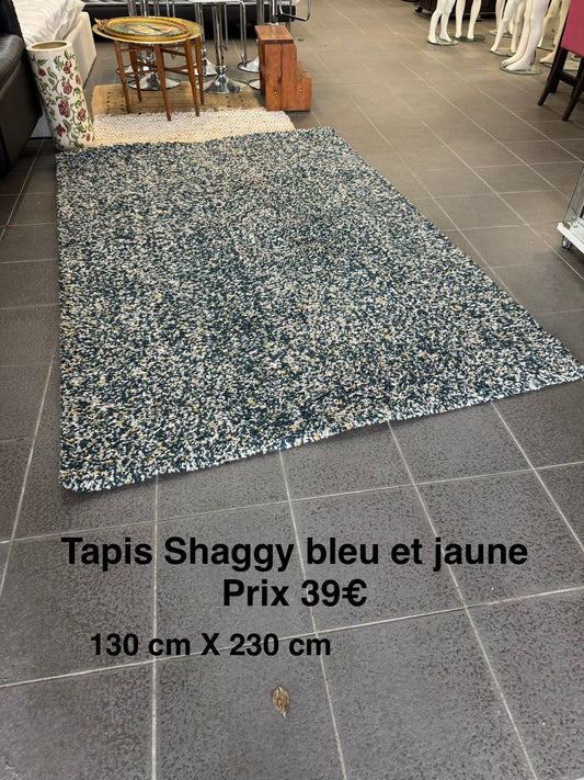 Tapis Shaggy bleu et jaune 061460
