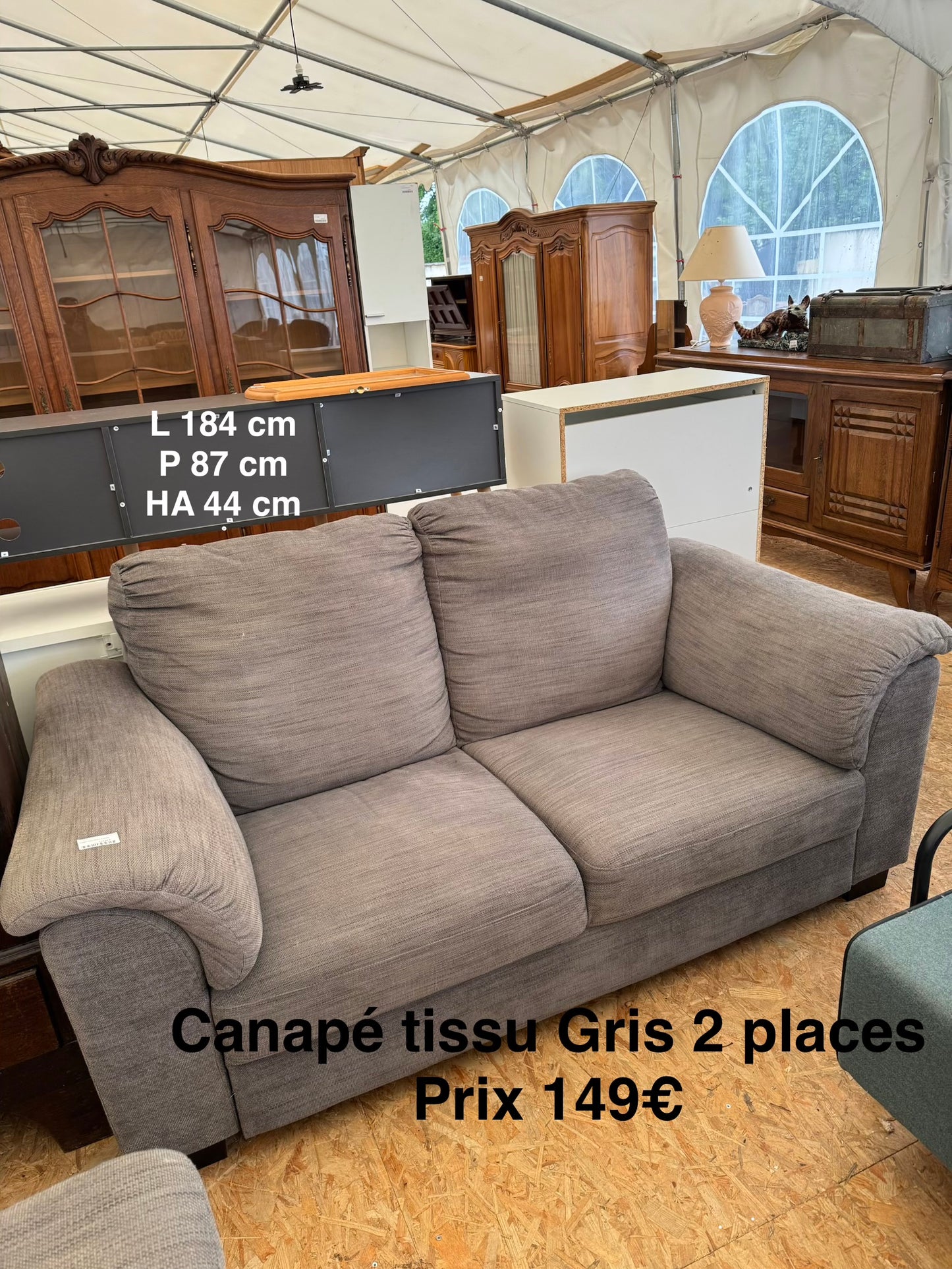 Canapé tissu Gris 2 places 049004