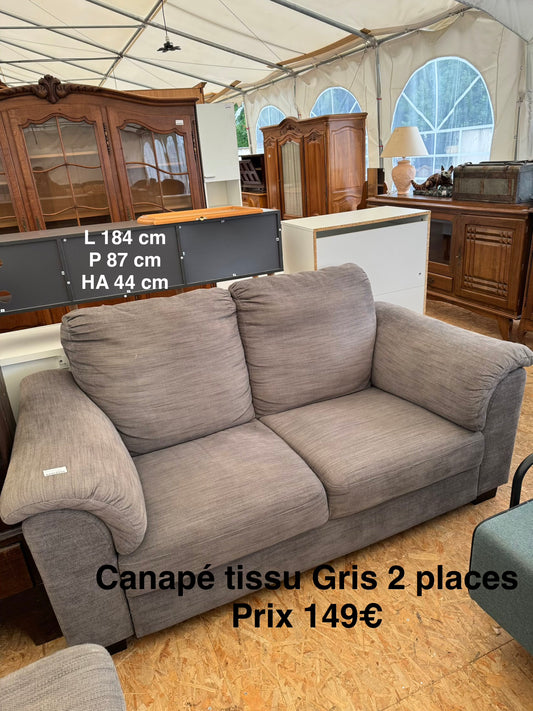 Canapé tissu Gris 2 places 049004