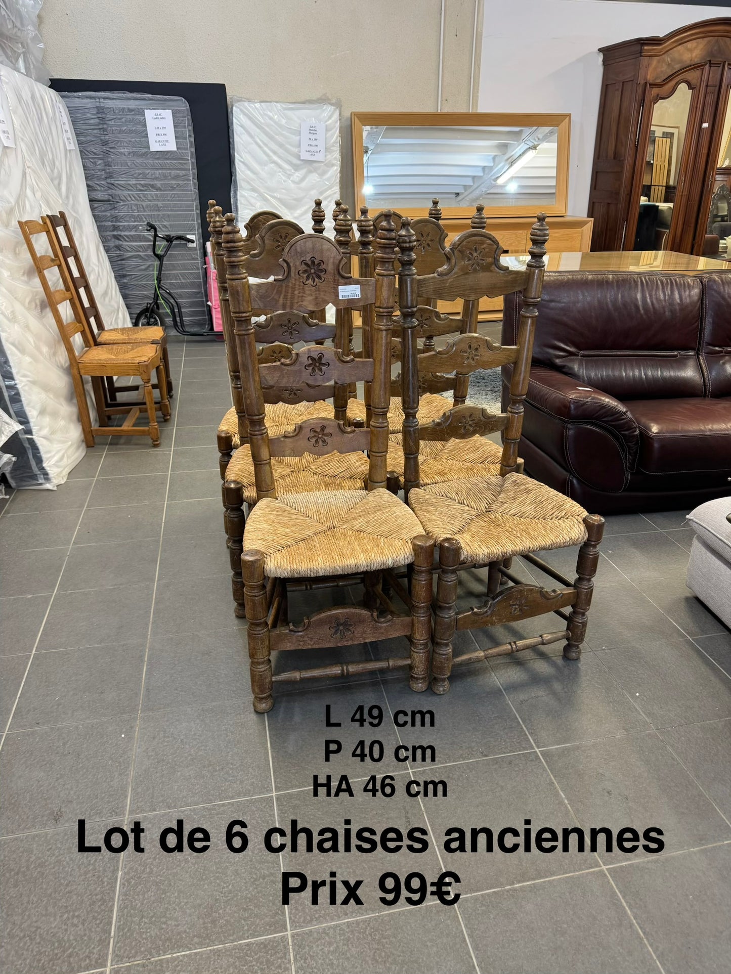 Lot de 6 chaises anciennes 063227