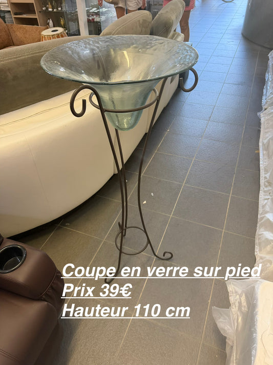 Coupe en verre sur pied métal 068070