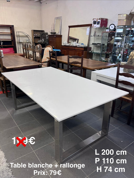 Table blanche + rallonge 059811