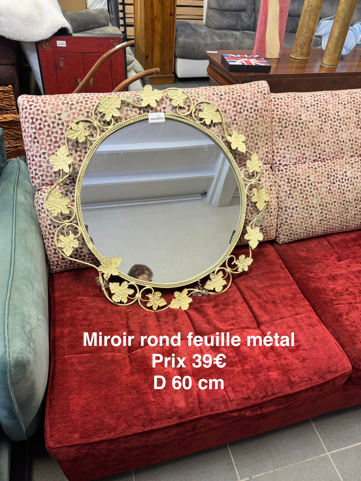 Miroir rond feuille métal 069131