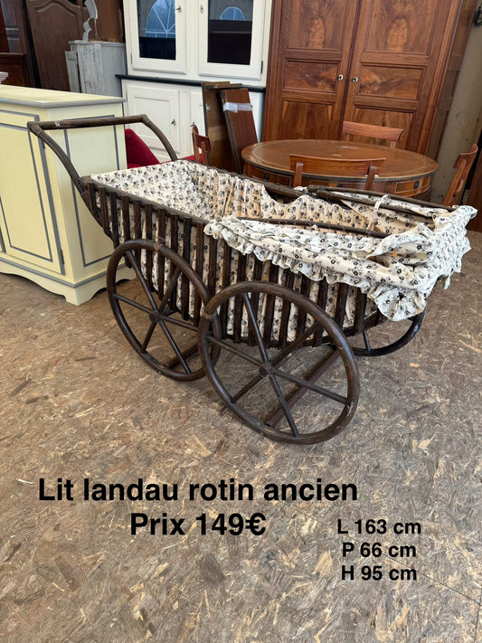 Lit landau rotin ancien 061147