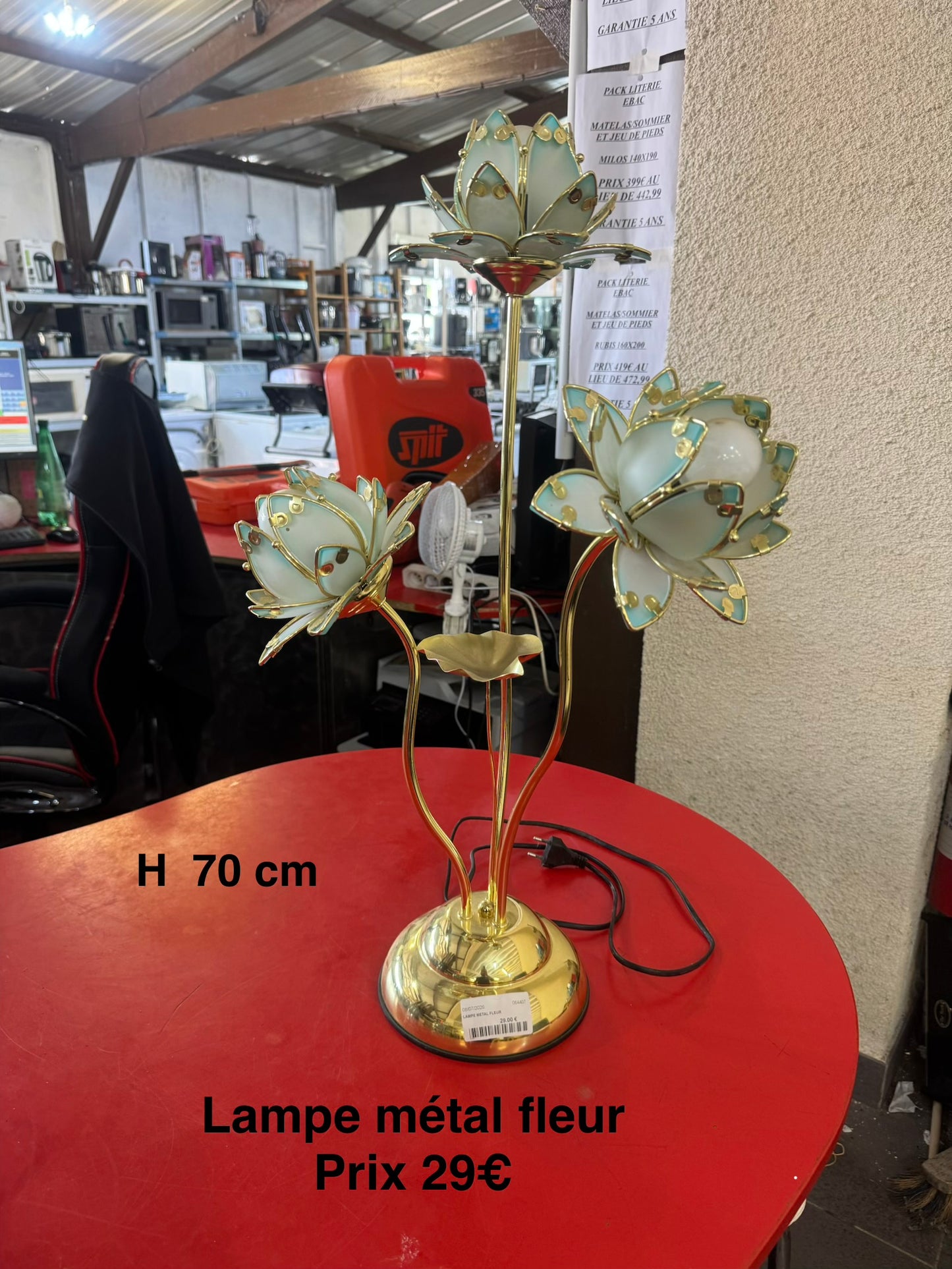 Lampe métal fleur 064407