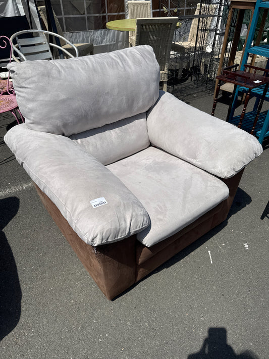 Fauteuil tissu gris marron 041920