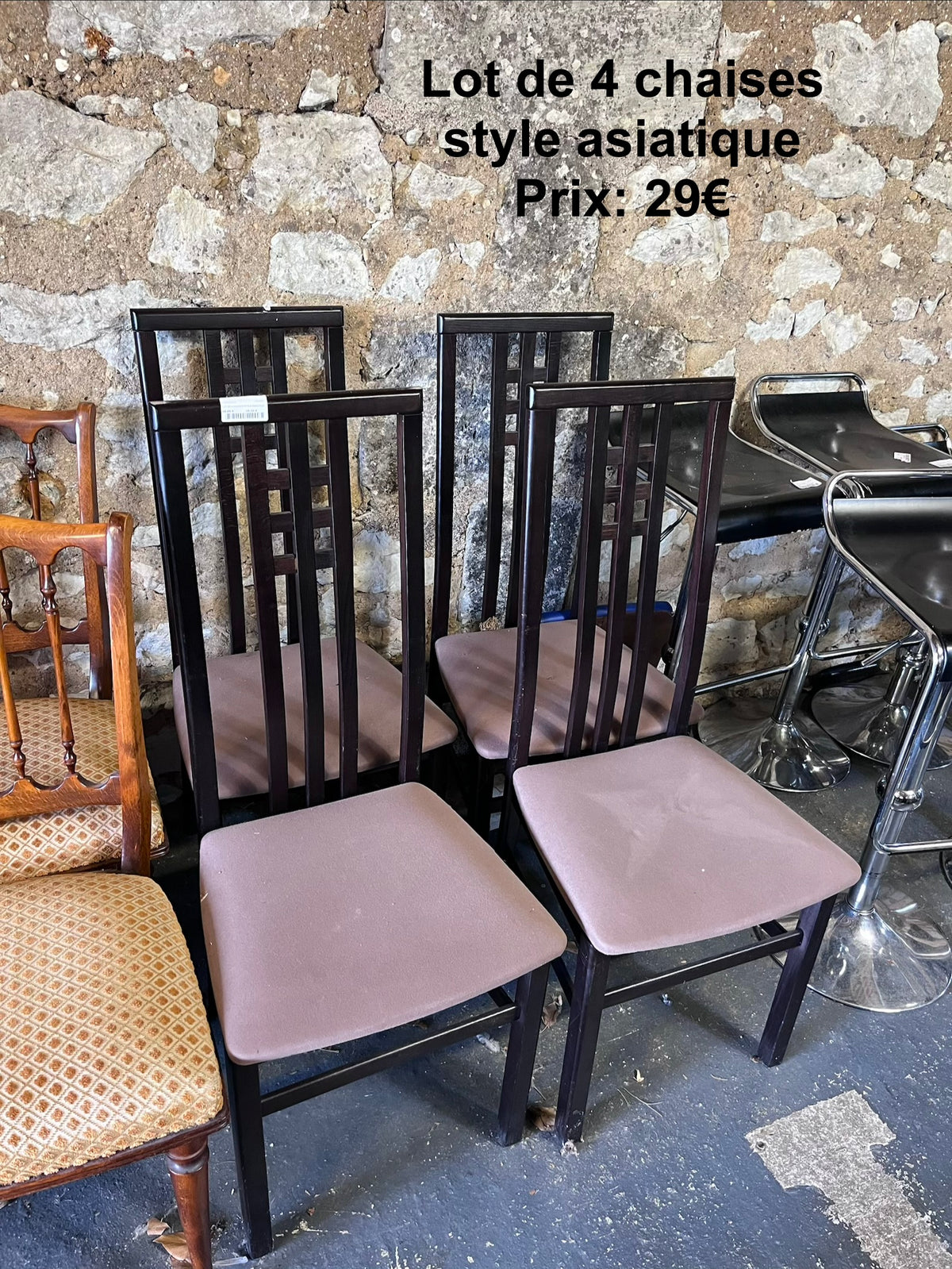 Lot 4 chaises style asiatique 065465