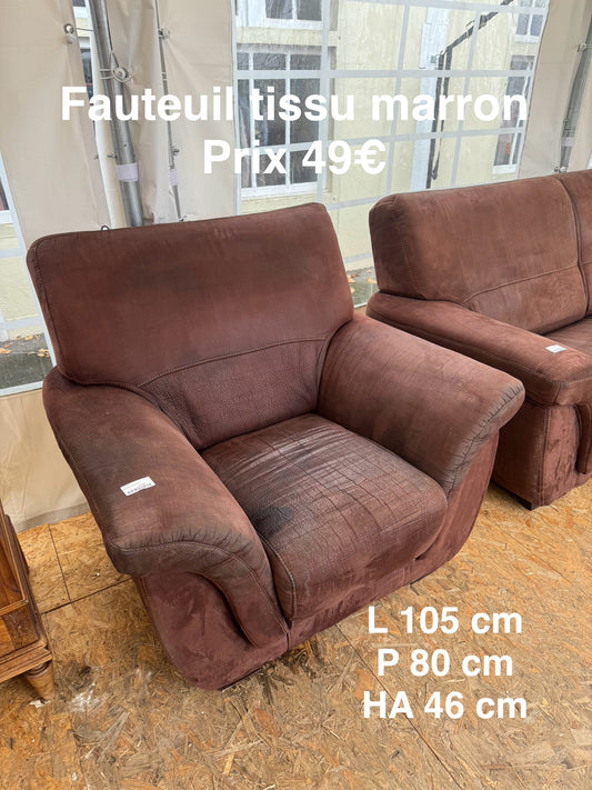 Fauteuil tissu marron 048101