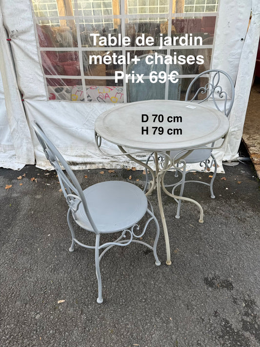Table de jardin métal + 2 chaises 058805