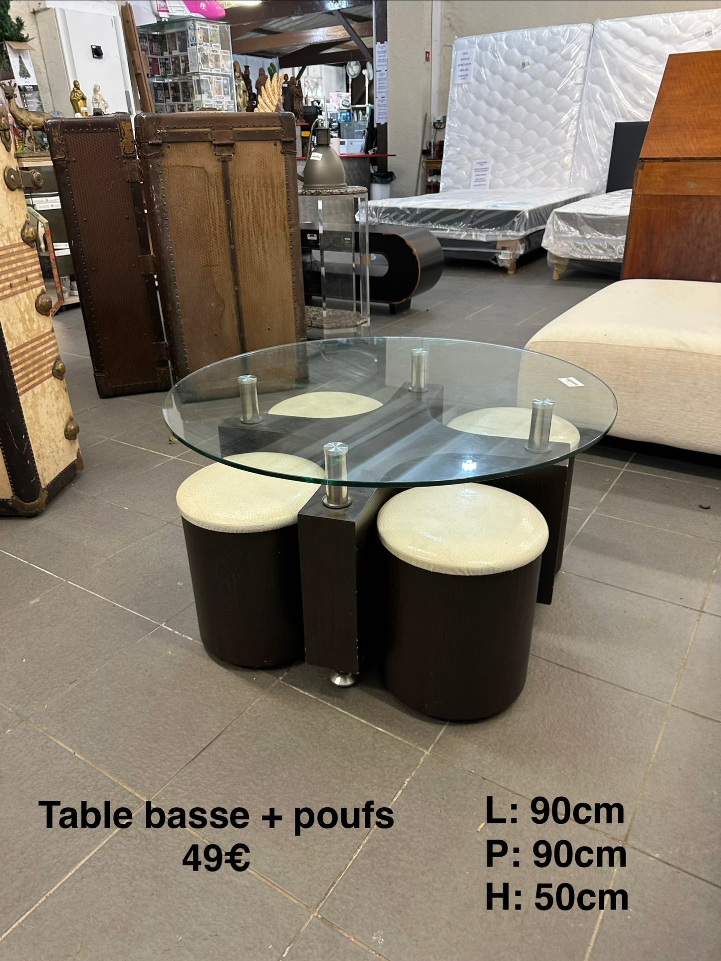 Table basse + poufs 060196