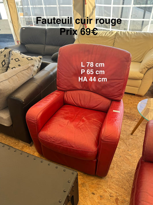 Fauteuil cuir rouge 053628