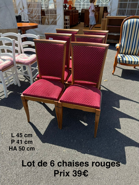 Lot de 6 chaises rouges 063750