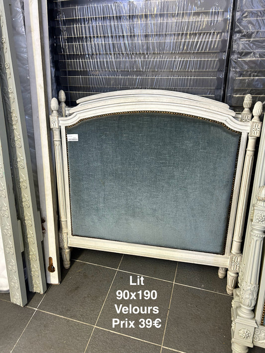 Lit 90x190 tissu velours 047633