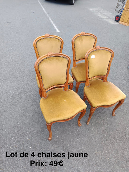 Lot 4 chaises jaune 064147