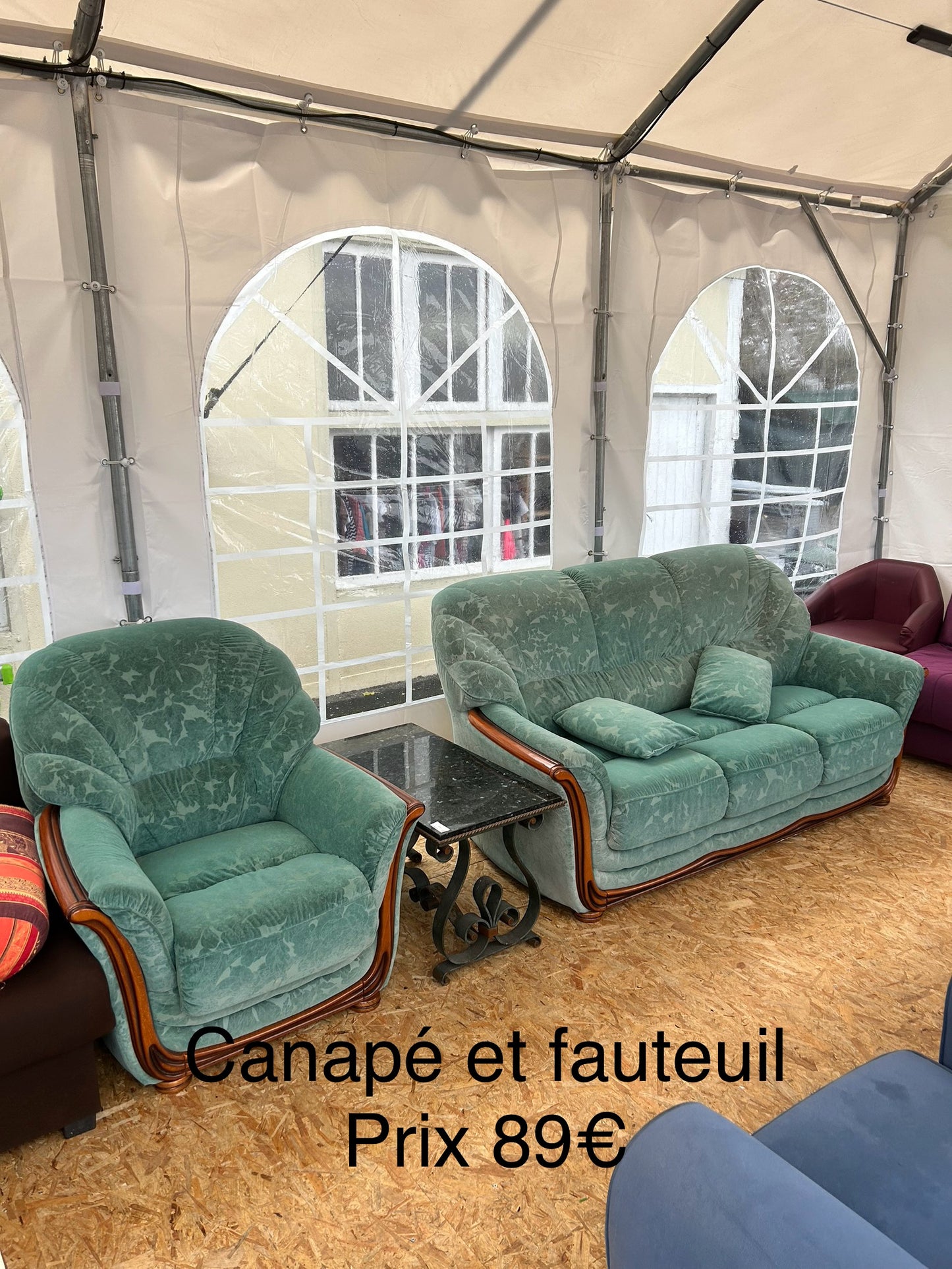 Canapé + fauteuil tissu 033388