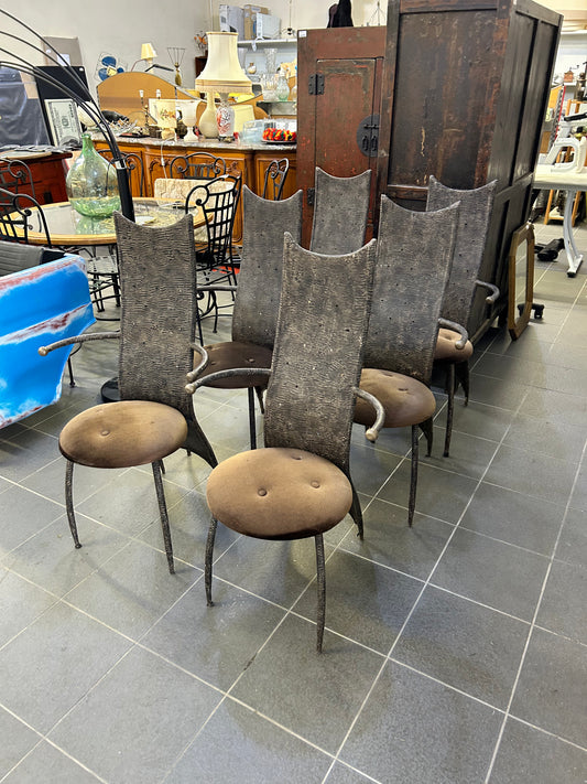 Lot de 6 chaises trônes post moderne année 70 forgé 045306