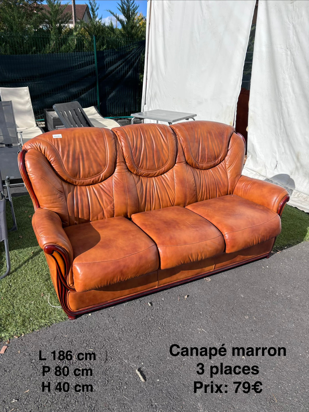 Canapé marron 3 places 069753