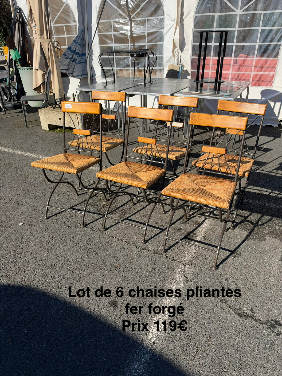 Lot de 6 chaises pliantes fer forgé 069836