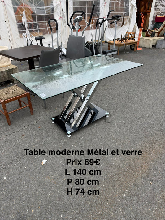 Table moderne Métal et verre 069425