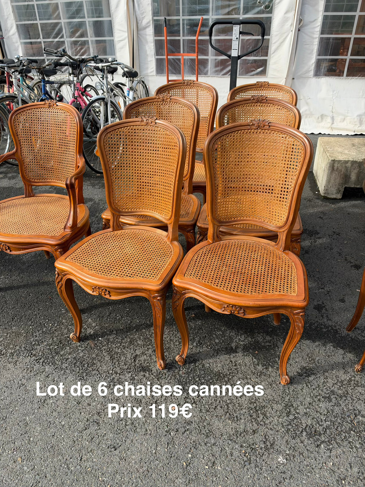 Lot de 6 chaises cannées 069707