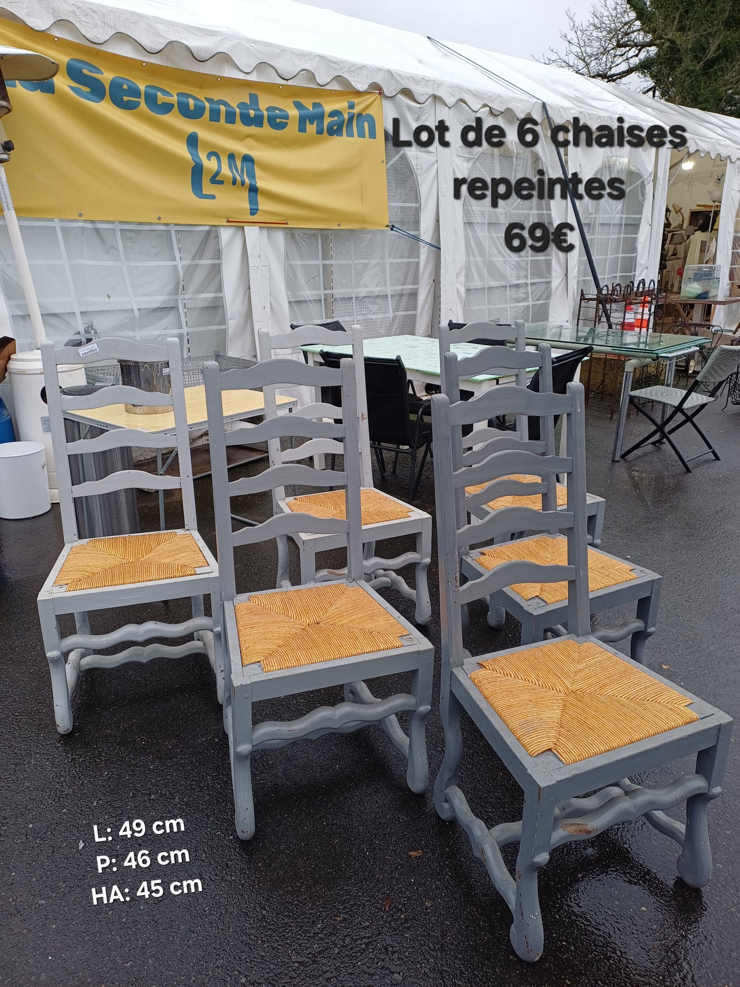 Lot de 6 chaises repeintes 055019