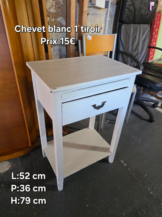 Chevet blanc 1 tiroir 050124