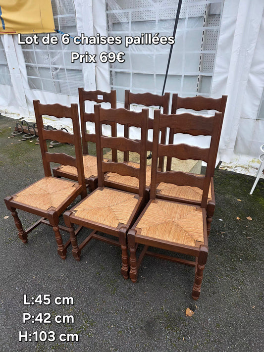 Lot de 6 chaises paillées 057319