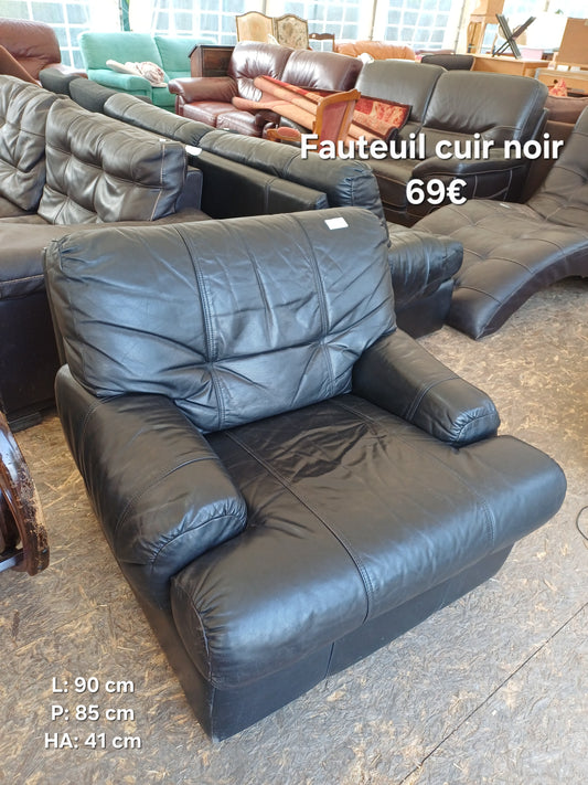 Fauteuil cuir noir 060985