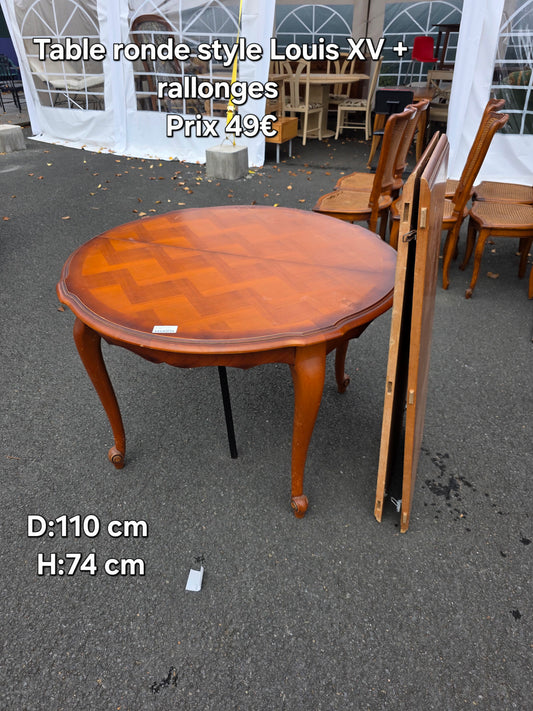 Table ronde style Louis XV +rallonges 047864
