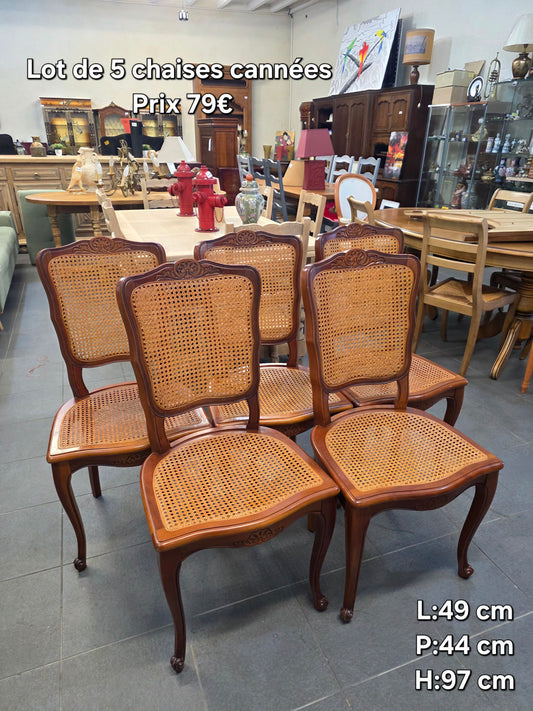 Lot de 5 chaises cannées 056632