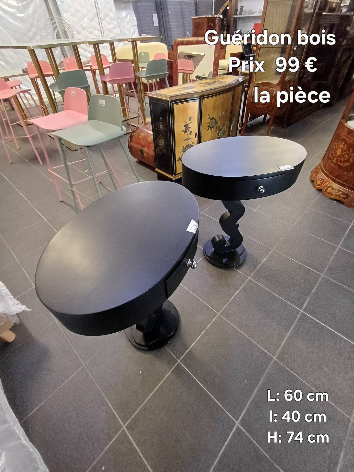 Guéridon bois noir 048921