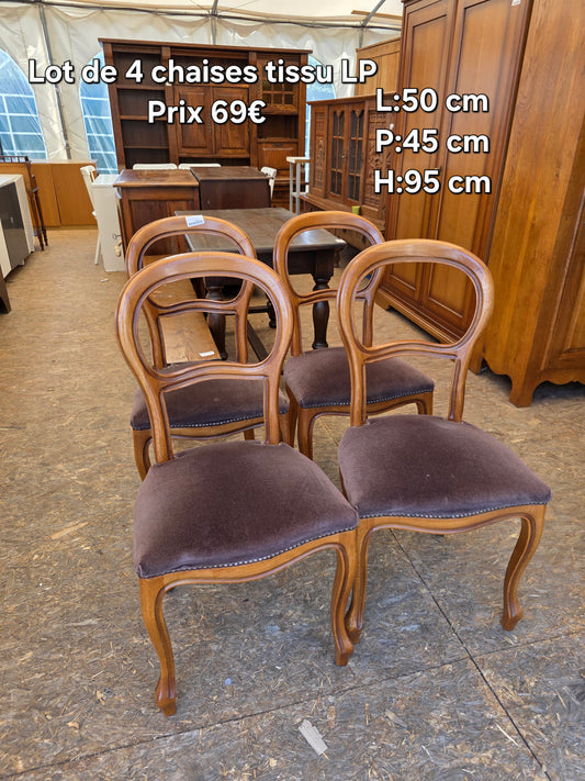 Lot de 4 chaises tissu LP 048198