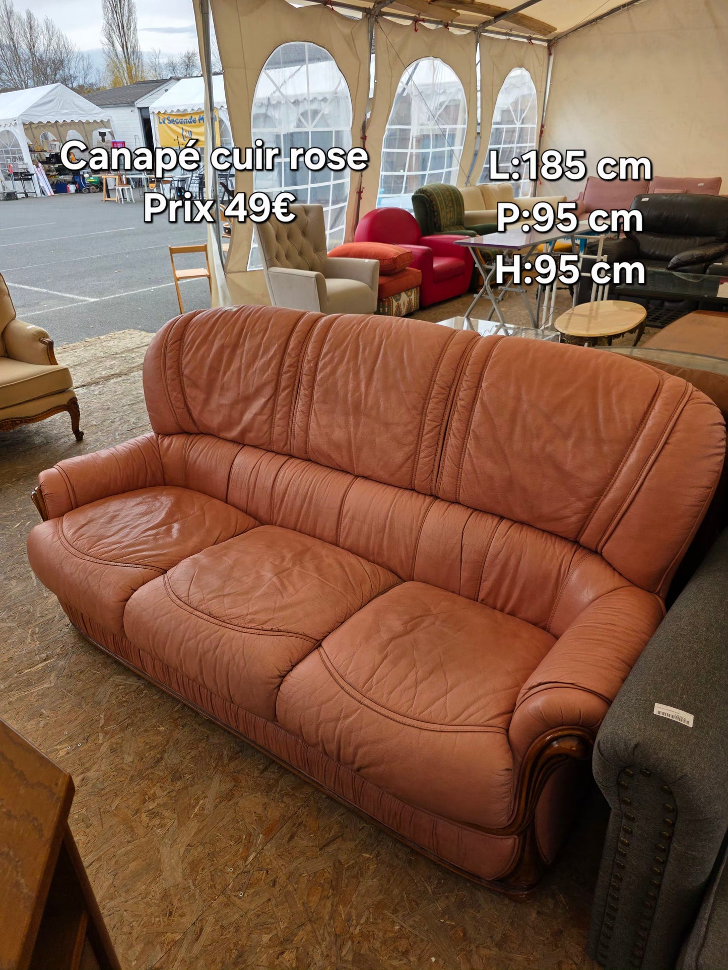 Canapé cuir rose 051974