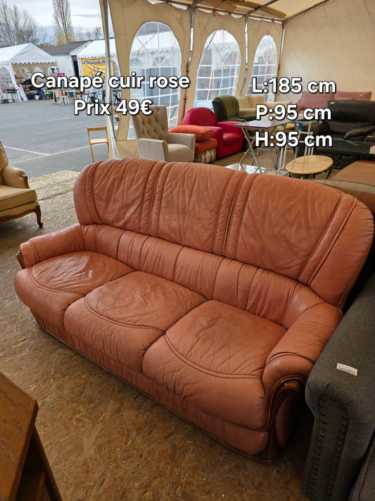 Canapé cuir rose 051974