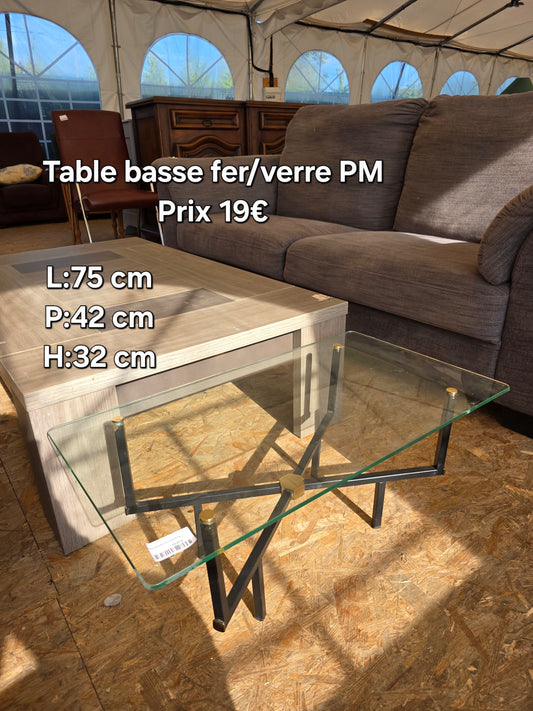 Table basse fer/verre PM 049732