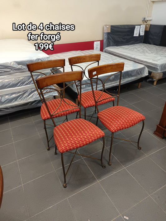 Lot de 4 chaises fer forgé 053036