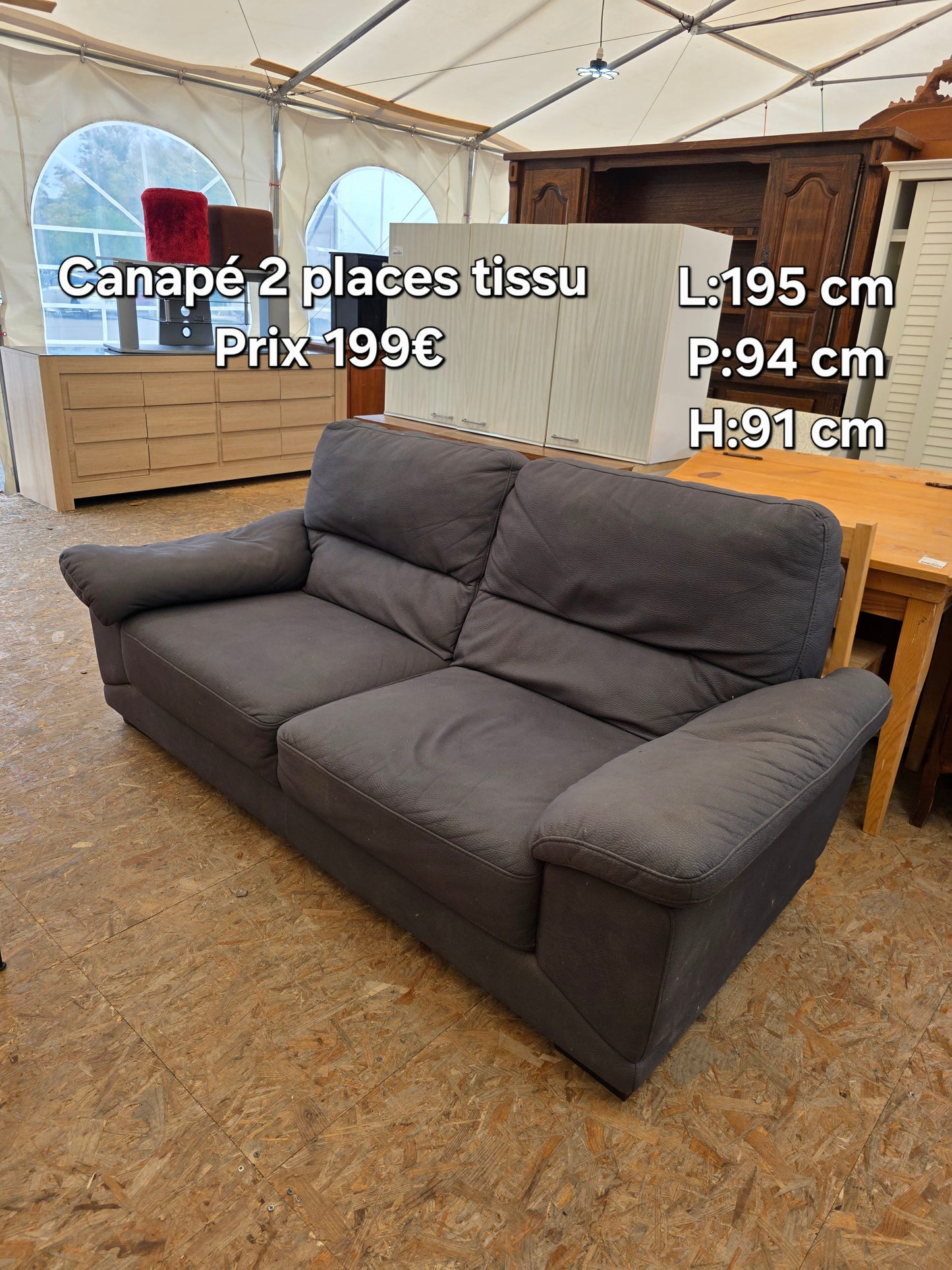Canapé 2 places tissu 049213