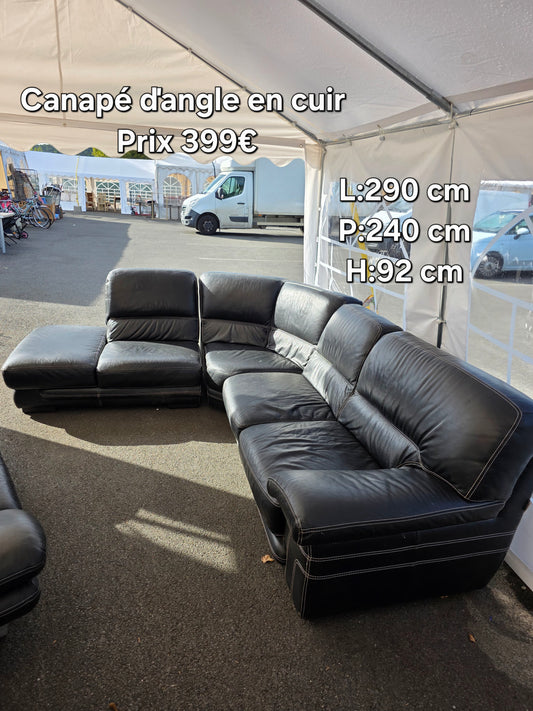 Canapé d'angle en cuir 047381