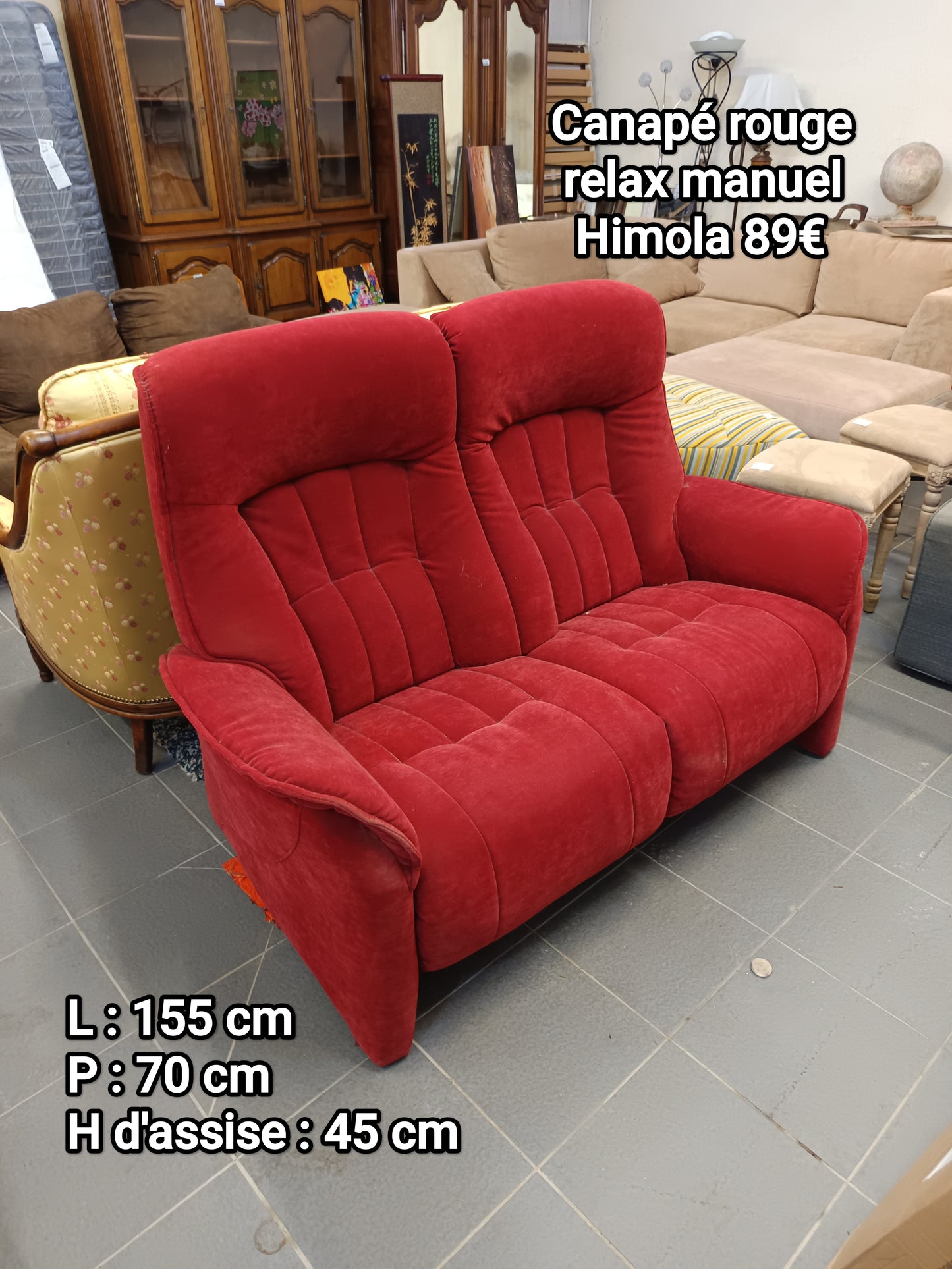 Canapé relax manuel rouge Himola 065968
