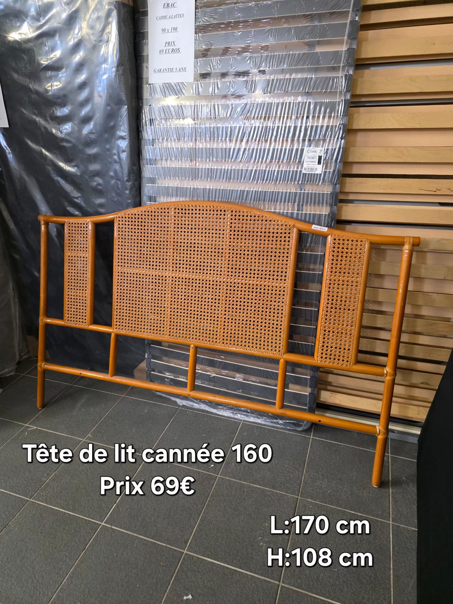 Tête de lit cannée 160 051759