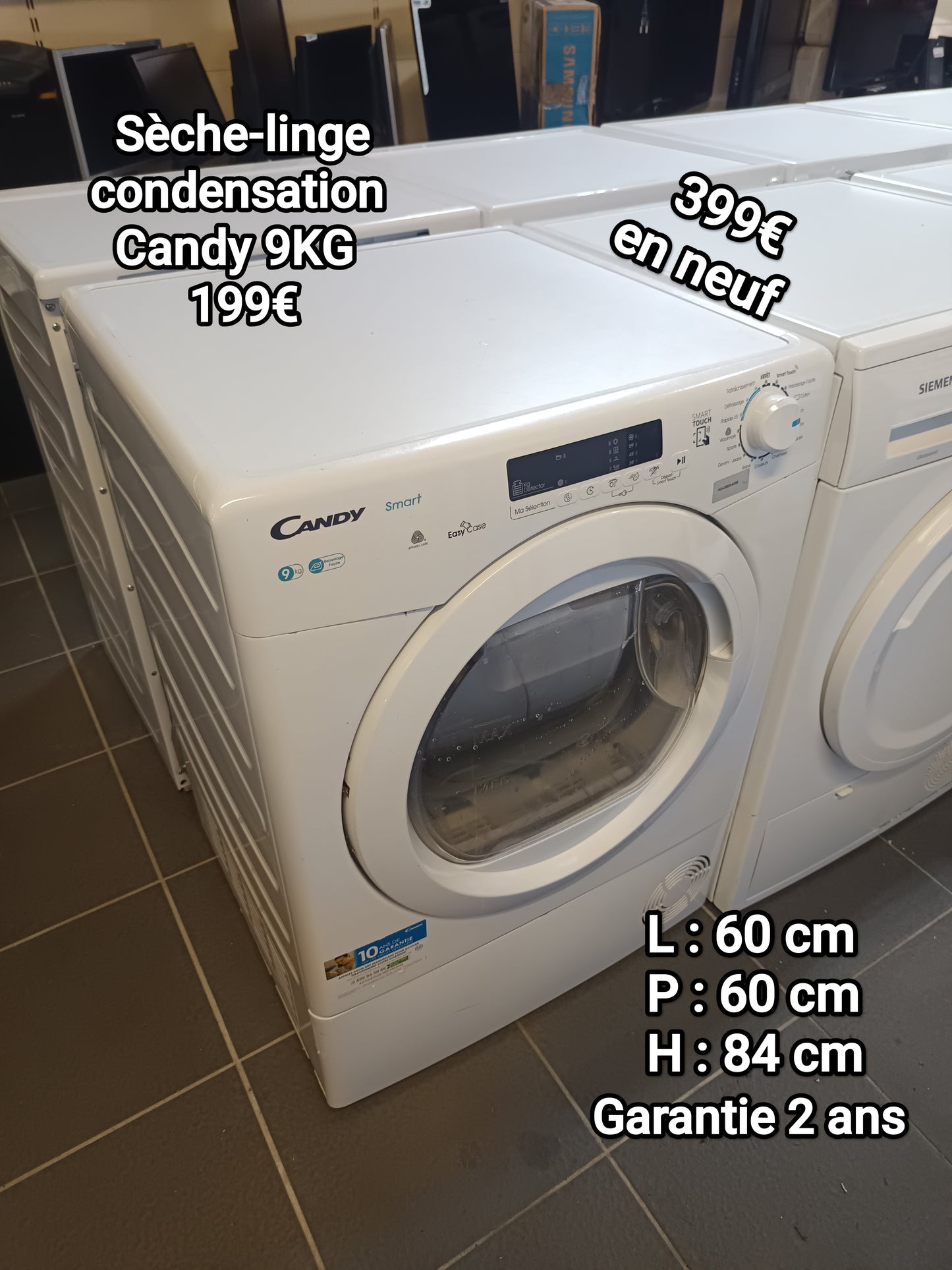 Sèche linge condensation Candy 9Kg 048094