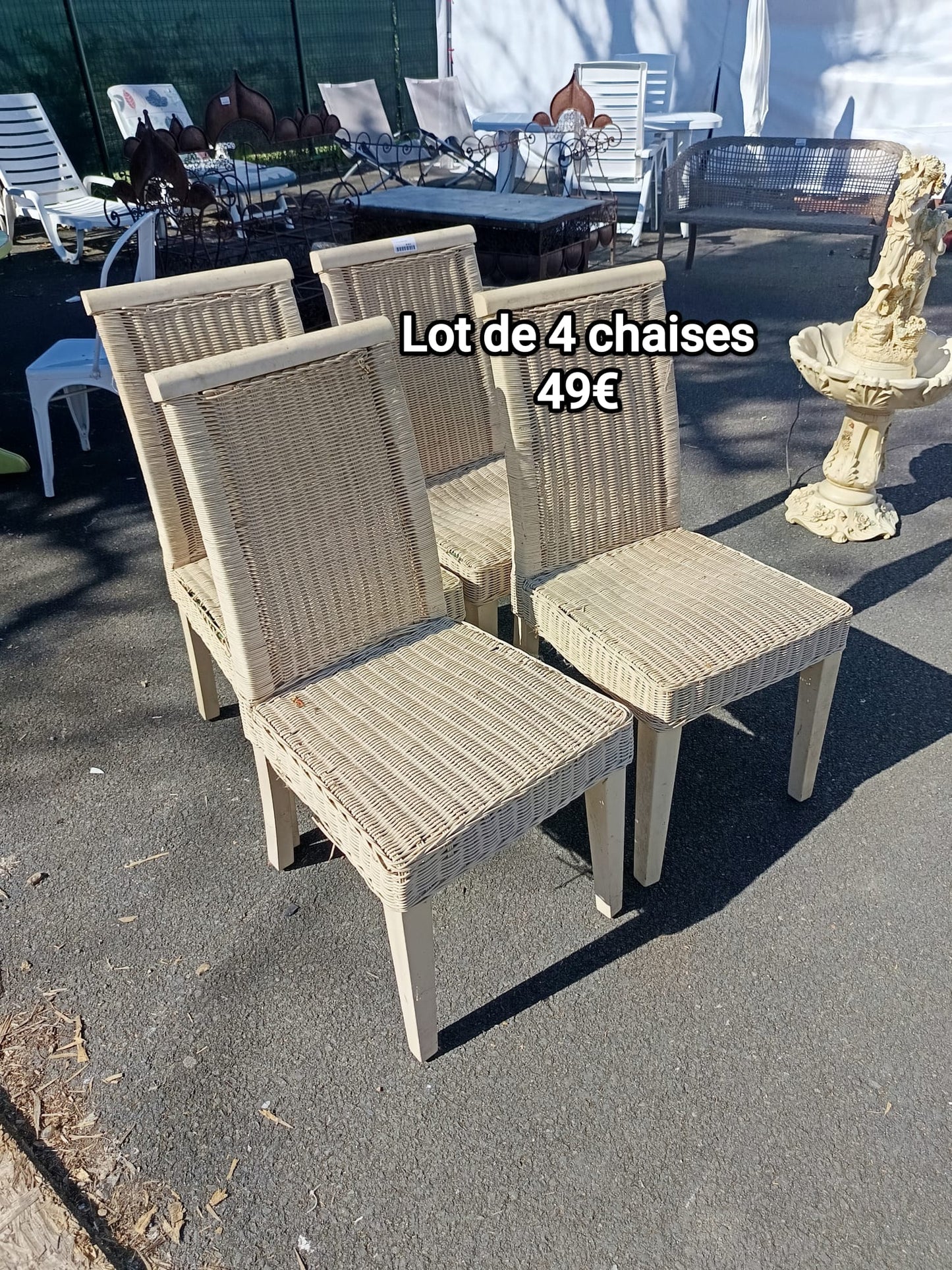 Lot de 4 chaises osier 040015